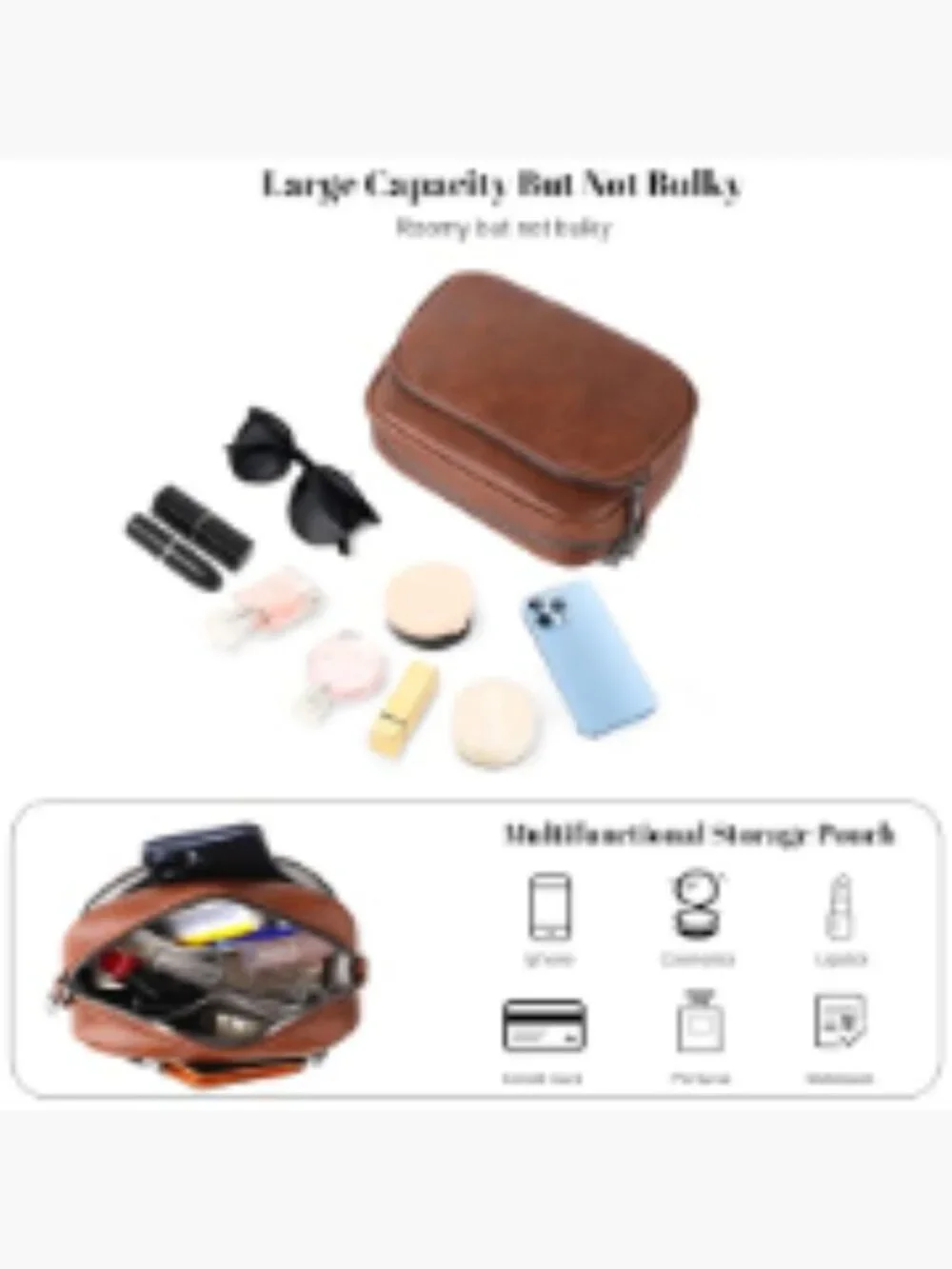 Small Vegan Leather Crossbody Bag for Women with Adjustable Strap